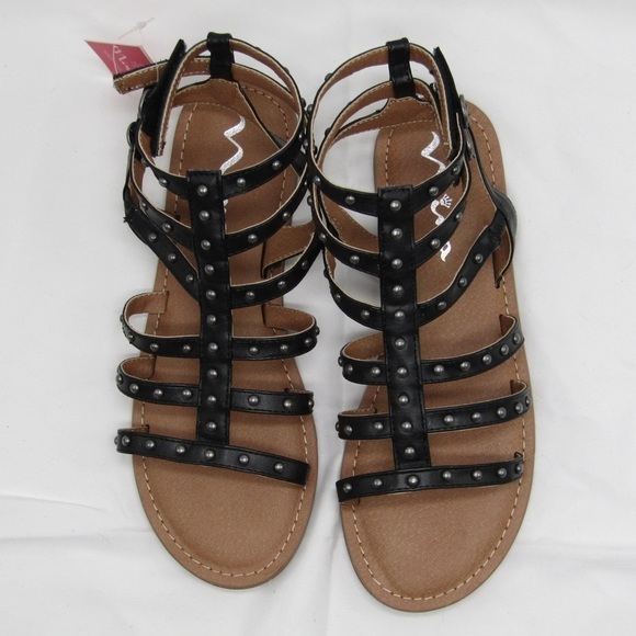 New Nina Kids Girl’s Edie Studded Gladiator Sandal in Black Smooth Sz 6 - Picture 4 of 12